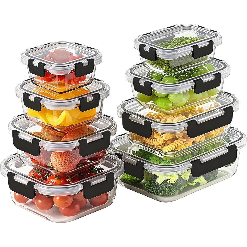 Food Storage Glass Set - Juego de 8 Recipientes de Vidrio
