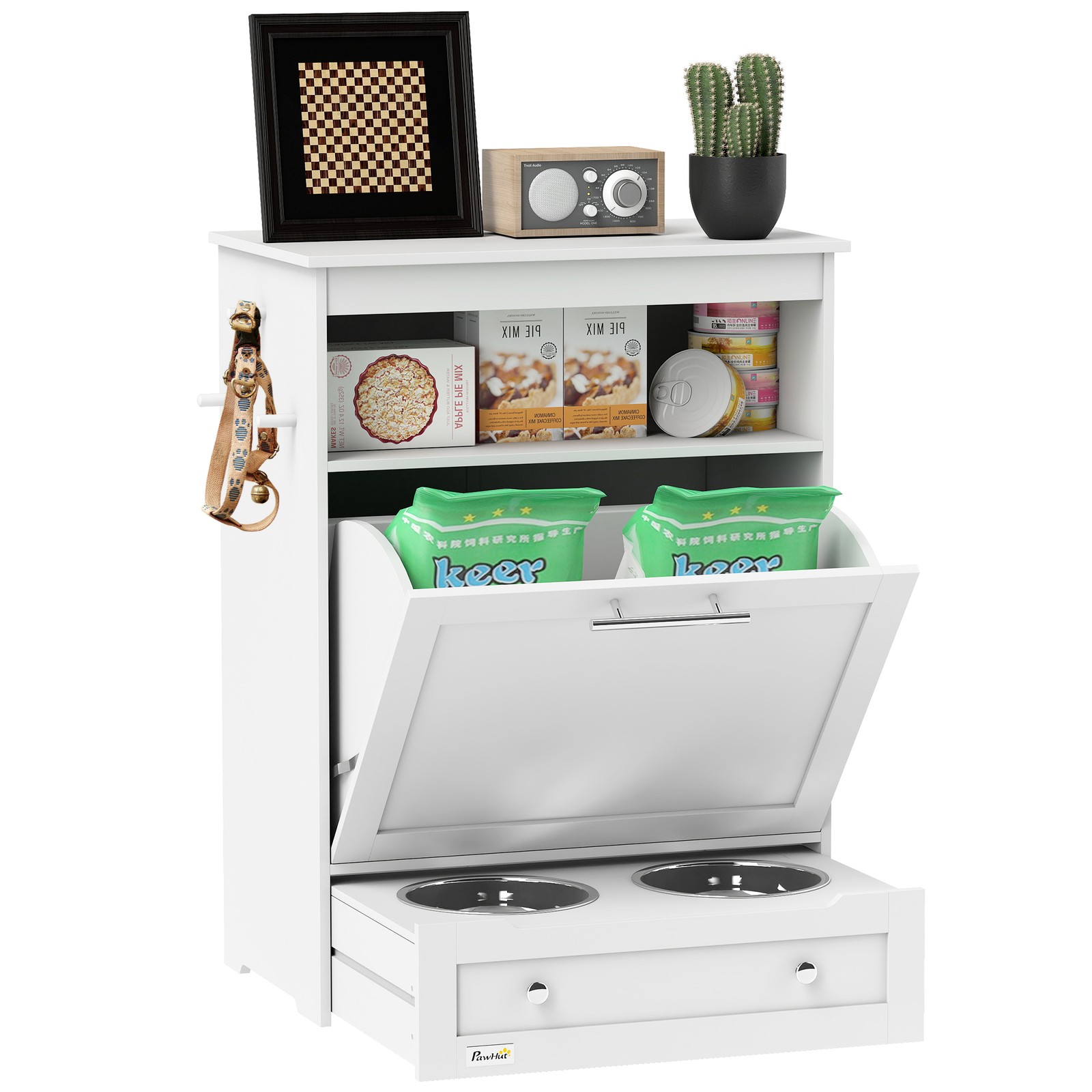 Food Storage Cabinet - Estación de Alimentación para Mascotas, Mueble