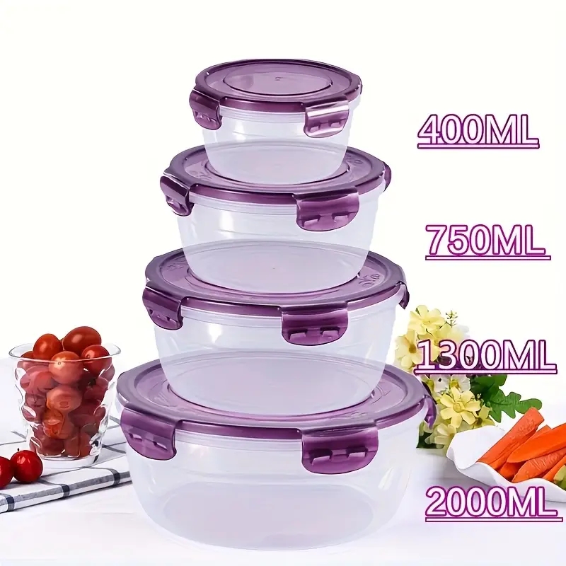 Food Storage Plastic Containers With Lids - 4 Recipientes de Plástico para Almacenamiento