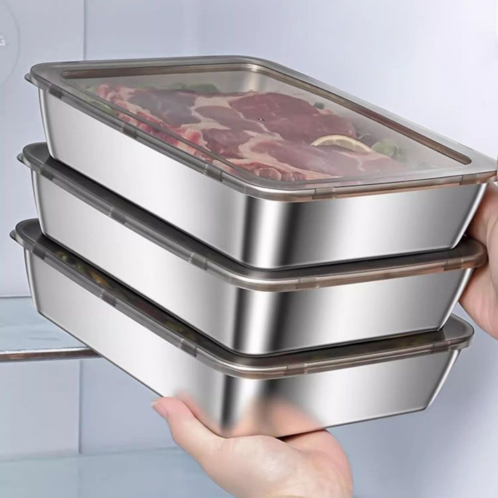 Food Storage Containers Set - Bandeja de Servicio de Acero Inoxidable