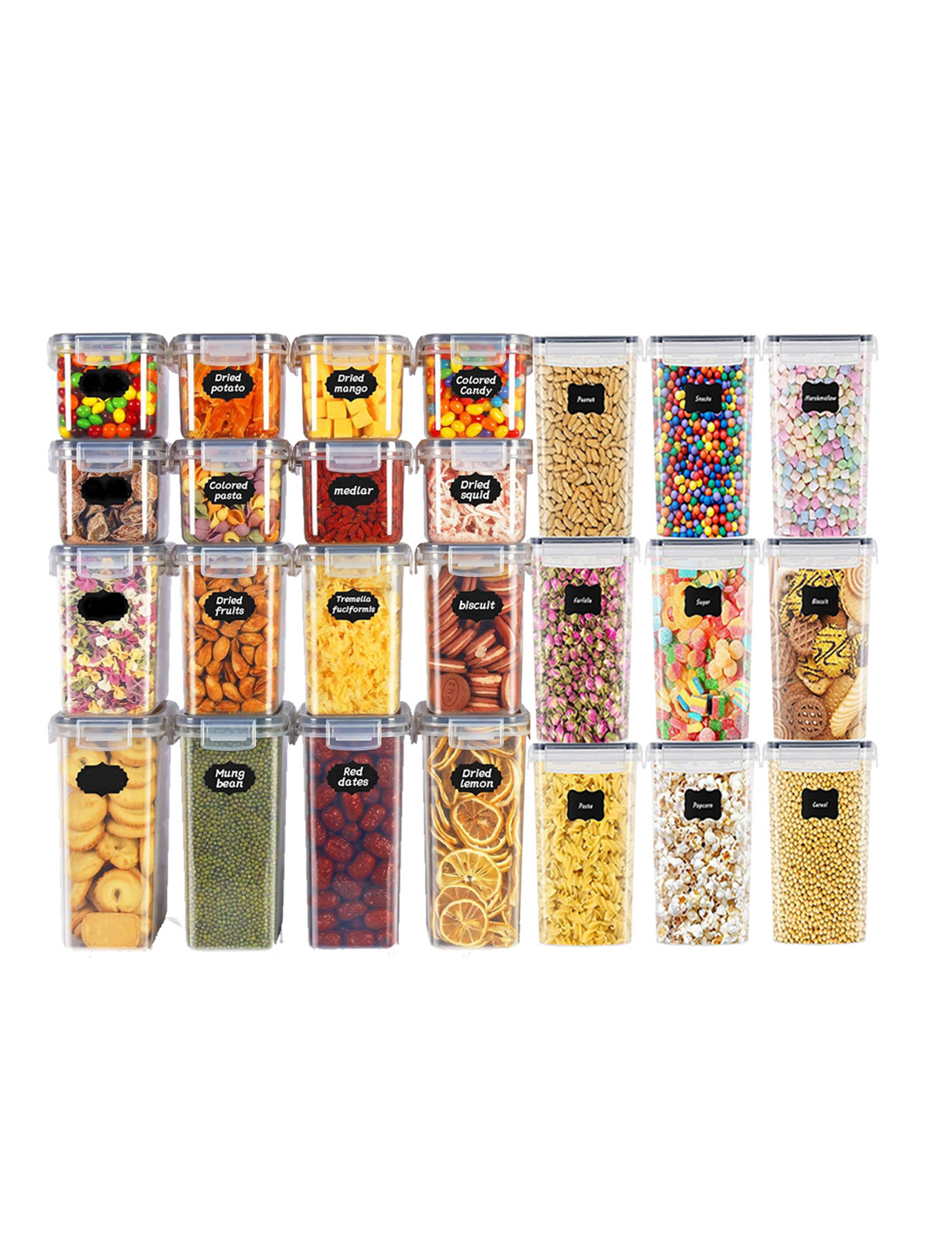 Food Storage Plastic Containers With Lids - 48 recipientes herméticos para almacenamiento de