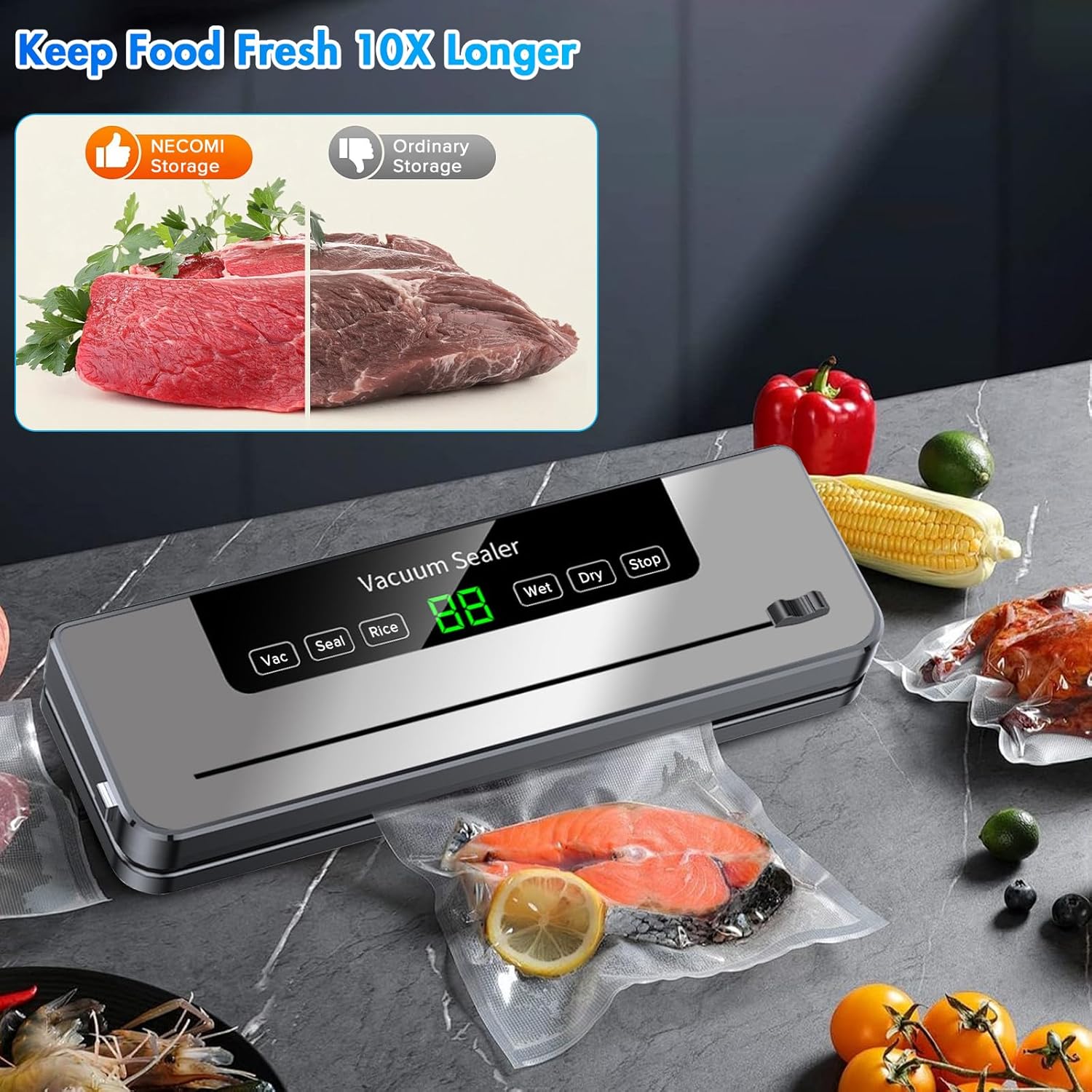 Máquina de sellado al vacío co - Food Storage Vacuum Seal Bags reseña y precio