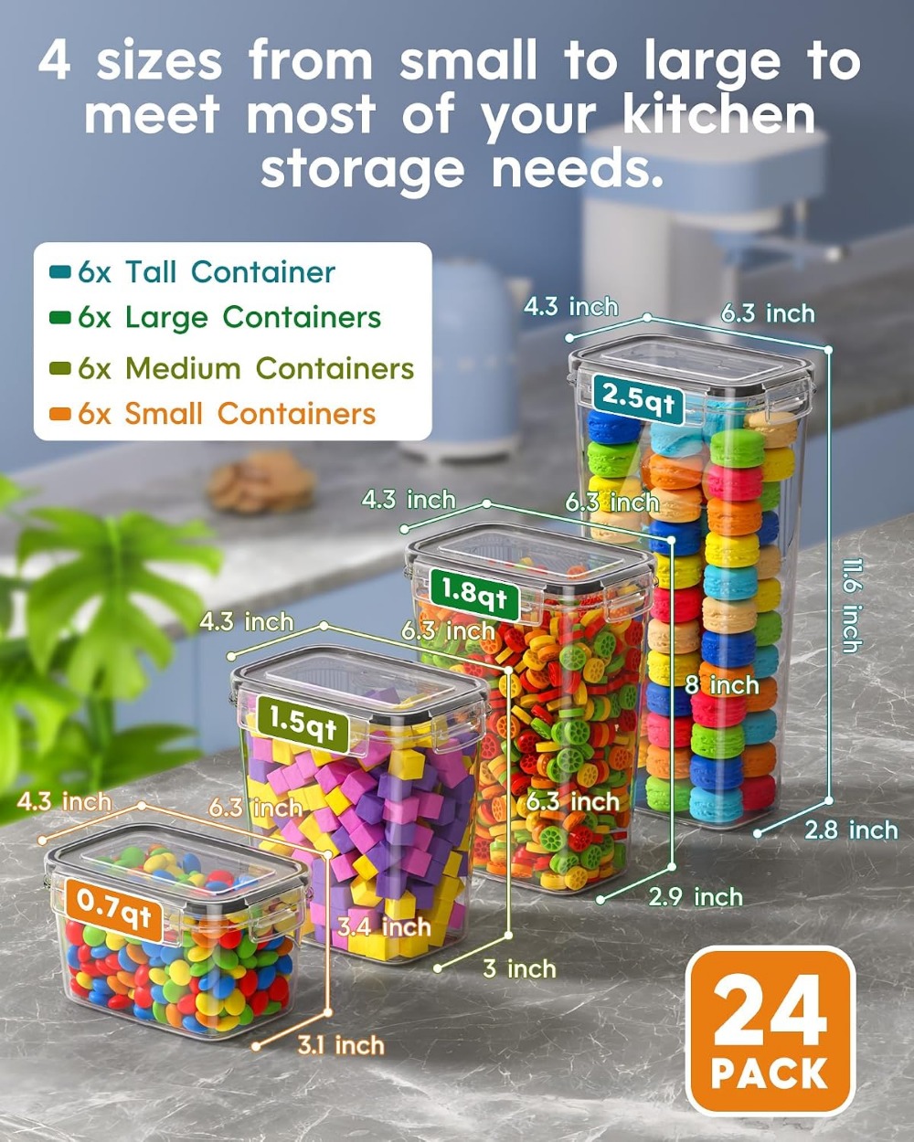 24 Recipientes Herméticos para - Food Storage Plastic Containers With Lids reseña y precio